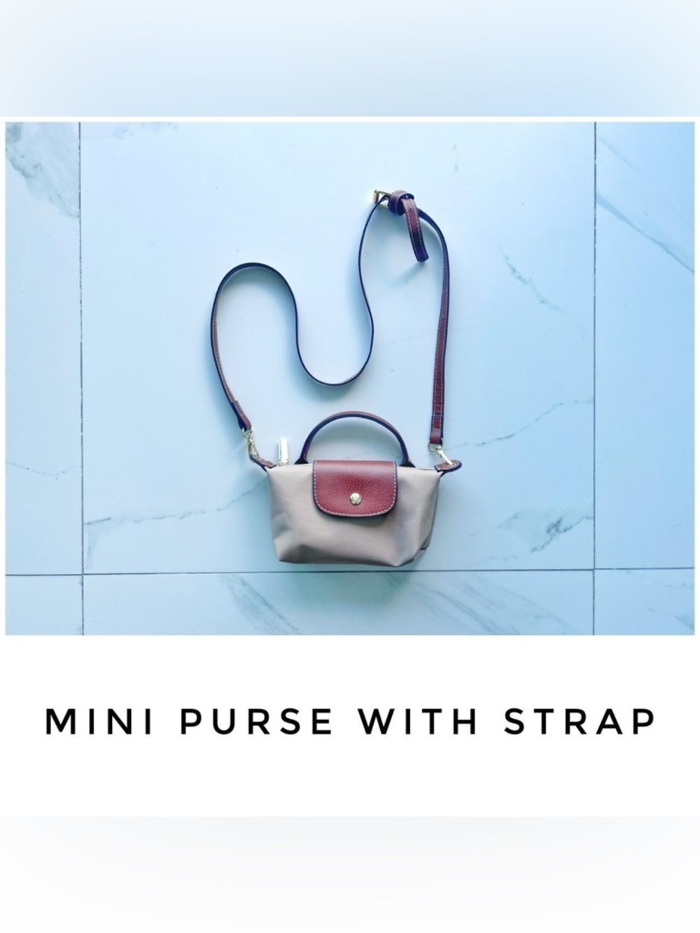 Tan nylon crossbody purse mini small top handle strap removable